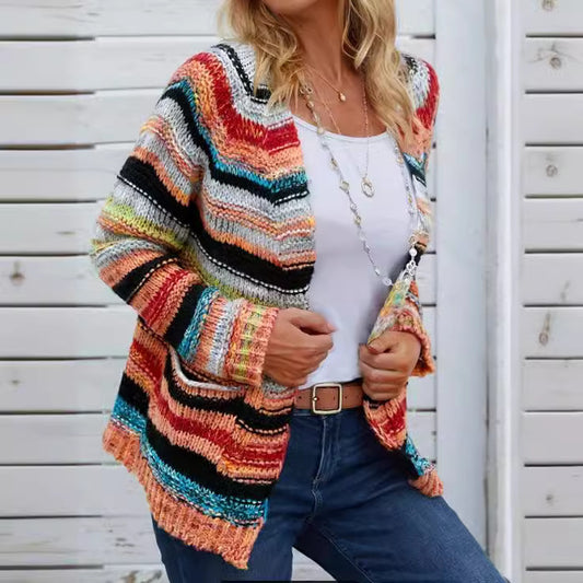 Pull tricoté femme multicolore